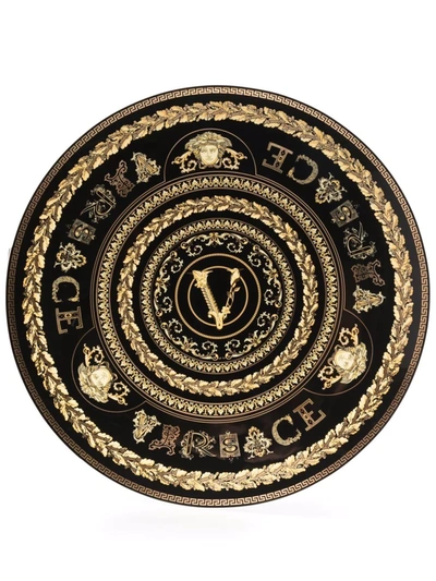 Shop Versace Virtus Gala 33cm Plate In Black