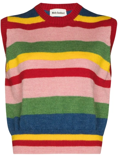 Shop Molly Goddard Blair Striped Wool Knitted Vest In Pink