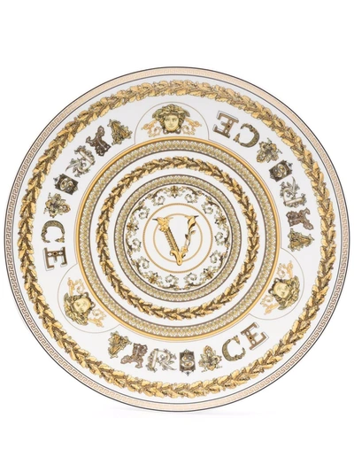 Shop Versace Virtus Gala 33cm Plate In White