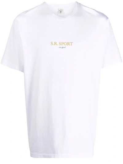 Shop Sporty And Rich Logo-print Cotton T-shirt In White
