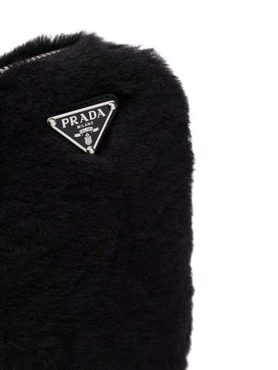 Shop Prada Mini Textured Logo-plaque Bag In Bianco+nero