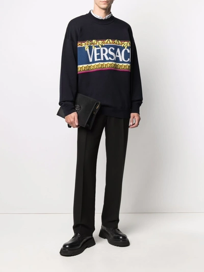 Shop Versace Sweaters Blue