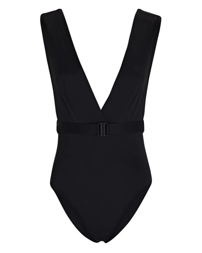 Shop Zimmermann Estelle Plunging One-piece Swimsuit In Black