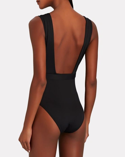 Shop Zimmermann Estelle Plunging One-piece Swimsuit In Black