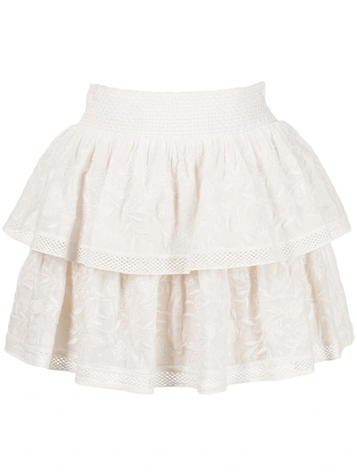 Shop Alice And Olivia Jojo Tiered-ruffle Mini Skirt In 中性色