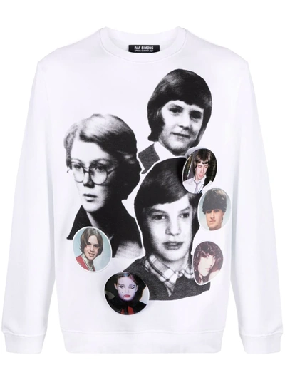 Shop Raf Simons Portrait Collage-print Cotton Sweatshirt In 白色