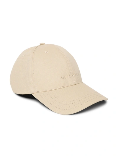 Shop Givenchy Curved Cap With Embroided Logo Pale Golden