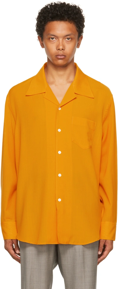 Our Legacy Orange Tech Wool Loco Shirt In Saffron Yellow | ModeSens