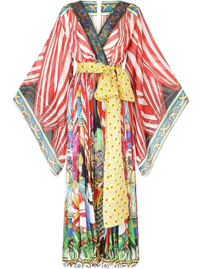 Dolce & Gabbana Carretto-print Chiffon Jumpsuit With Sequined Detailing In Rot