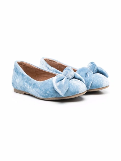 Shop Age Of Innocence Poppy Velvet Ballerina Shoes In Blue
