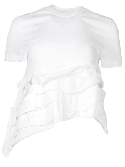 Shop Marques' Almeida Ripped Frill T-shirt In White