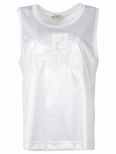 Shop Fendi Rama Mesh Tank Top White