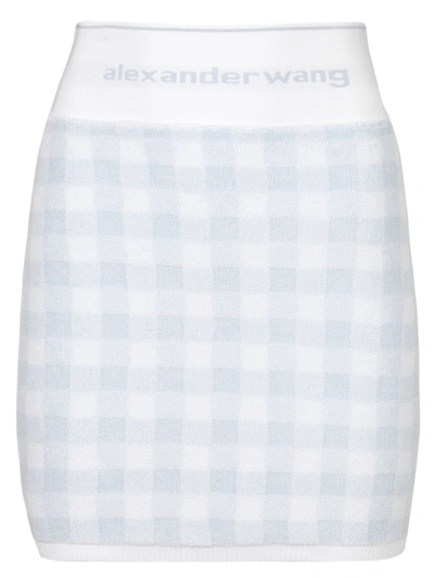 Shop Alexander Wang T Towel Gingham Skirt In Blue