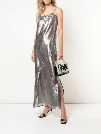 Shop Lisa Marie Fernandez Side Slit Sheer Slip Dress Silver