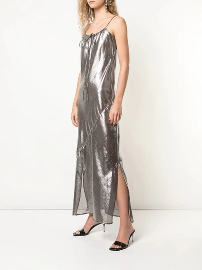 Shop Lisa Marie Fernandez Side Slit Sheer Slip Dress Silver
