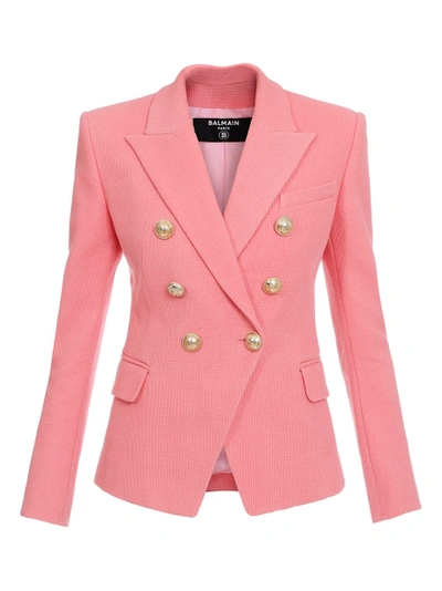 Shop Balmain Pink Double-breasted Jacket