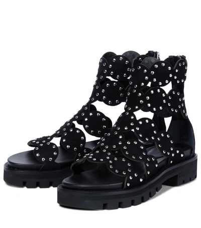 Shop Alaïa Studded Cage Sandals In 黑色