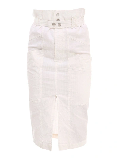 Shop Isabel Marant Linen Midi Skirt In Ecrù Color In White