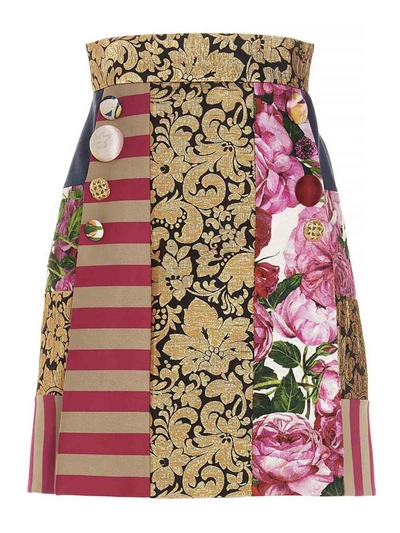 Shop Dolce & Gabbana Patchwork Skirt In Multicolor