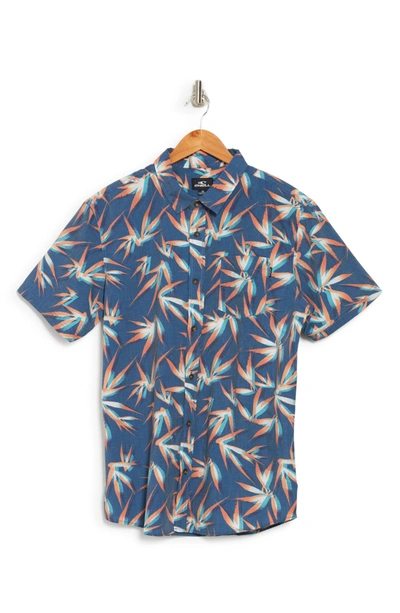 Shop O'neill Burst Bird Of Paradise Print Regular Fit Shirt In Slate