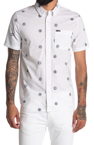 Shop Volcom Warbler Regular Fit Cotton Button-up Shirt In White