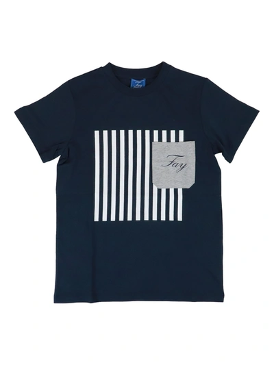 Shop Fay Blue Cotton T-shirt