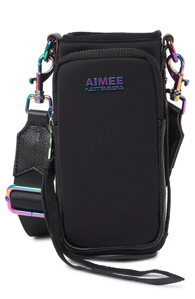 Shop Aimee Kestenberg On Top Of The World Water Bottle Crossbody In Black Neoprene W/ Ir