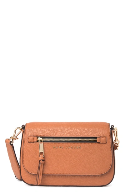 Shop Marc Jacobs Leather Saddle Crossbody In Smoked Almond