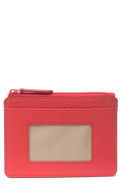 Shop 14th & Union Harper Pebbled Card Case In Orange Cherry