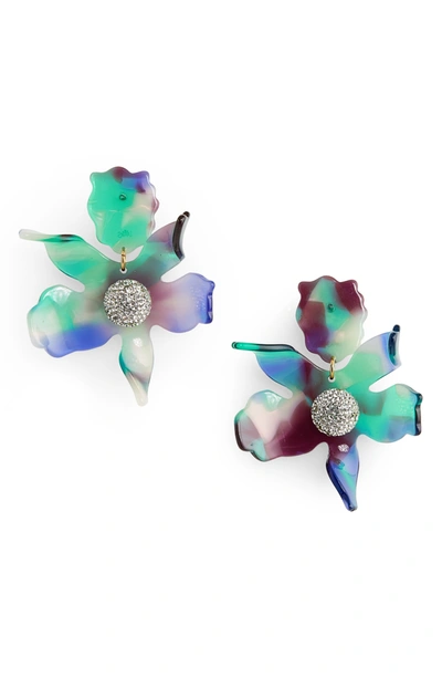 Shop Lele Sadoughi Small Paper Lily Earrings In Noir Tortoise
