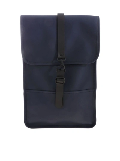 Shop Rains Rubber Effect Mini Backpack In Dark Blue