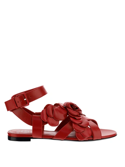 Shop Valentino Atelier Rose Edition Sandals In Red