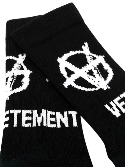 Shop Vetements Anarchy Logo Socks Black