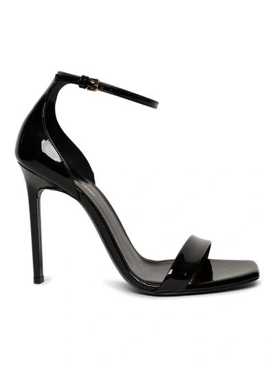 Shop Saint Laurent Square Toe Jane 105 Stiletto Sandal In Black