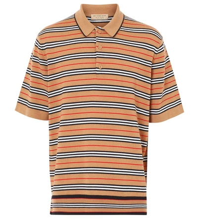 Shop Burberry Short-sleeve Icon Stripe Merino Wool Polo Shirt