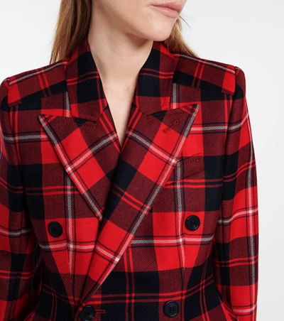 Shop Balenciaga Hourglass Checked Wool Coat In 红色