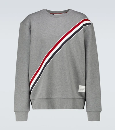 Shop Thom Browne Diagonal Striped Sweatshirt In Grey