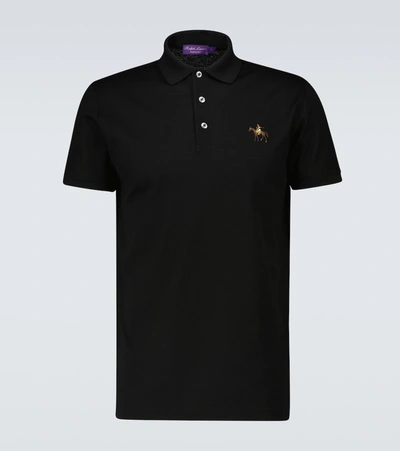 Shop Ralph Lauren Logo-embroidered Cotton Polo Shirt In Black