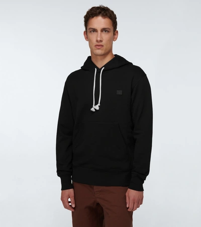 Shop Acne Studios Hooded Cotton Sweatshirt In Black