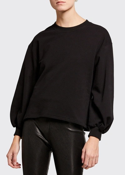Shop Alice And Olivia Amirah Drawstring-hem Sweatshirt In Black