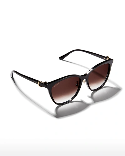Shop Cartier C De  Oversized Round Acetate Sunglasses In Black