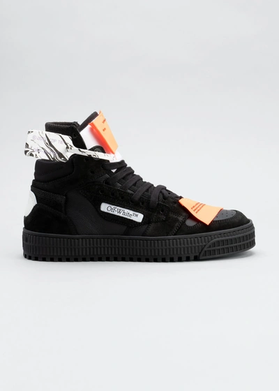 Shop Off-white 3.0 Court Mixed Leather High-top Sneakers In Black White
