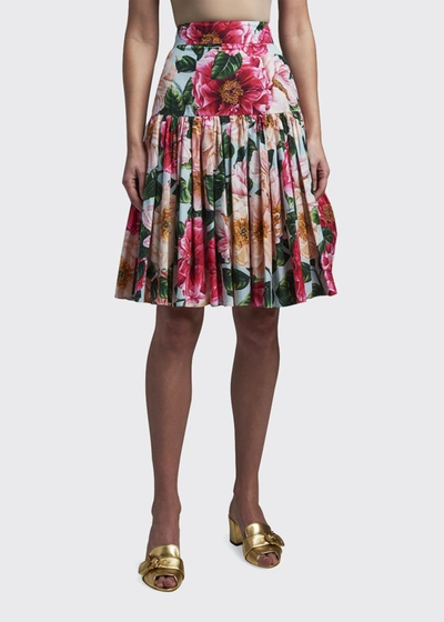 Shop Dolce & Gabbana Floral Print Knee-length Skirt In Pink