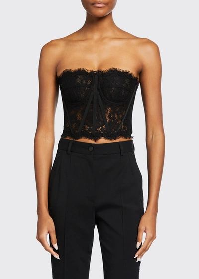 Shop Dolce & Gabbana Lace Scallop Bustier In Black