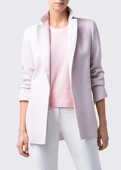 Shop Akris Long Double-face Wool Open-front Jacket In Pink