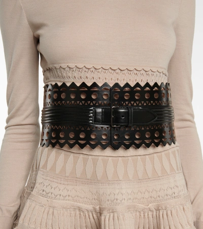 Shop Alaïa Leather Corset Belt In Black