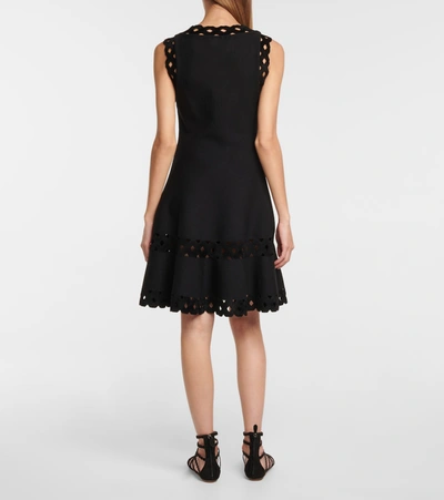 Shop Alaïa Vienne Cutout Wool-blend Minidress In Noir