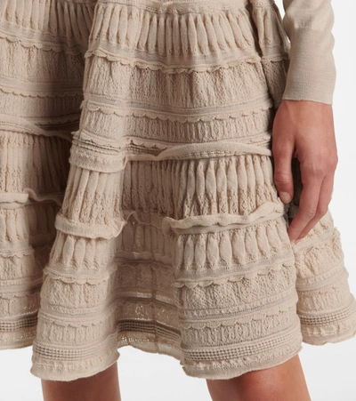 Shop Alaïa Edition 2006 Wool-blend Knit Minidress In Beige