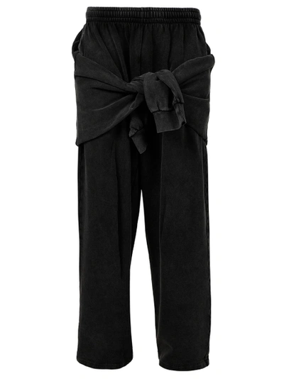 Shop Balenciaga Hybrid Knotted Sweatpants, Black