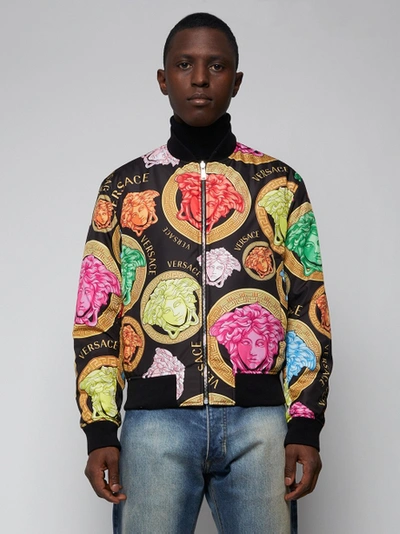 Shop Versace Multicolored Medusa Amplified Print Bomber Jacket